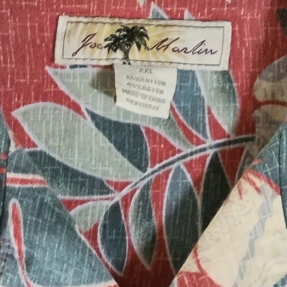 Joe Marlin leaf print Casual Button front Men's Hawaiian shirt Size XXL - Picture 5 of 8